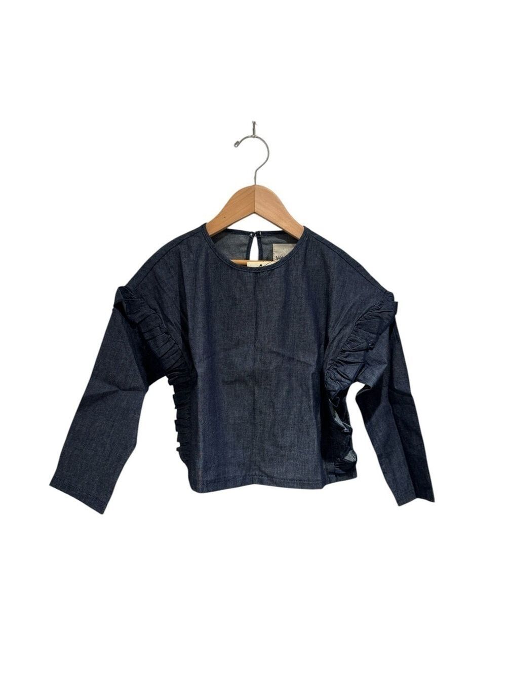 Tencel Denim Kids Ruffle Blouse - size 6